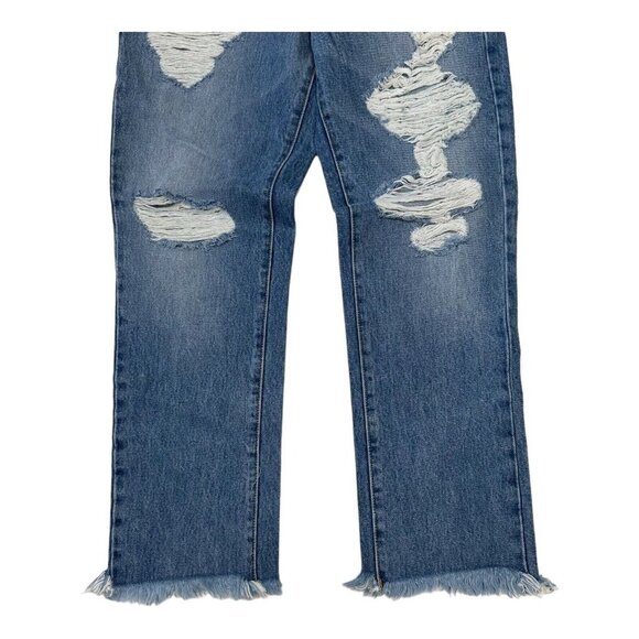CARMAR Women SZ 26 Distressed Denim Jean High Rise-Straight leg-Raw Hem- Blue - Picture 3 of 10